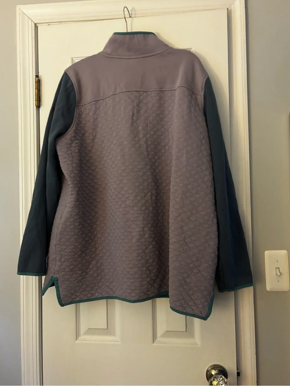 L.L. Bean Lavender Quilted Pullover with Teal Trim